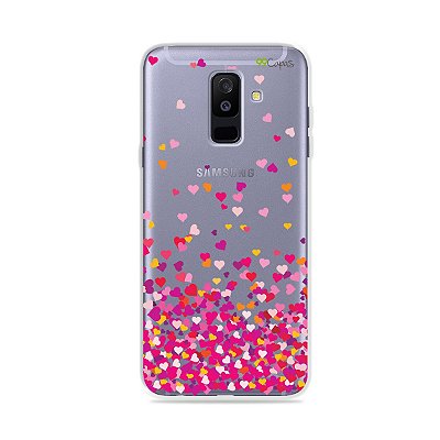 Capa para Galaxy A6 Plus - Corações Rosa