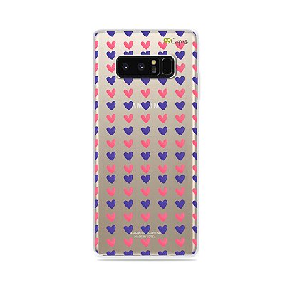 Capa para Galaxy Note 8 - Corações Roxo e Rosa