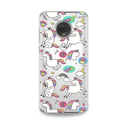 Capa para Moto G7 - Unicórnios Felizes