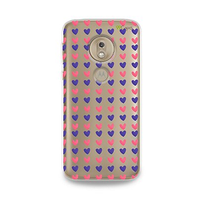 Capa para Moto G7 Play - Corações Roxo e Rosa