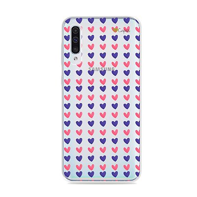 Capa para Galaxy A50 - Corações Roxo e Rosa