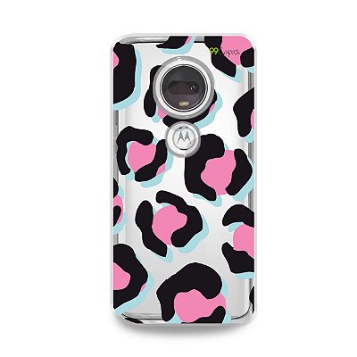 Capa para Moto G7 Plus - Animal Print Black & Pink