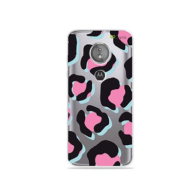 Capa para Moto E5 - Animal Print Black & Pink