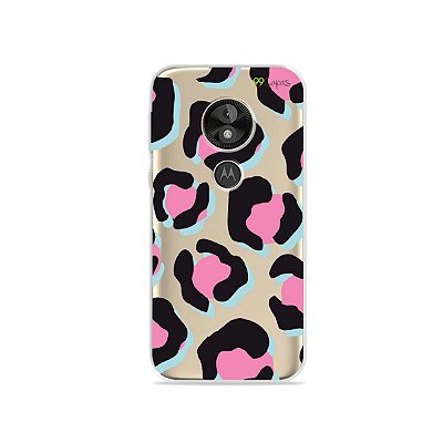 Capa para Moto E5 Play - Animal Print Black & Pink