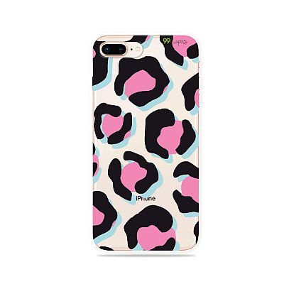 Capa para iPhone 8 Plus - Animal Print Black & Pink