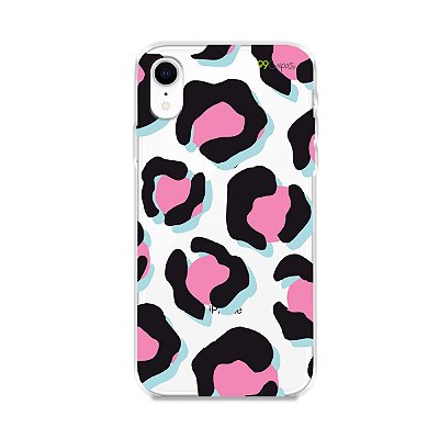 Capa para iPhone XR - Animal Print Black & Pink