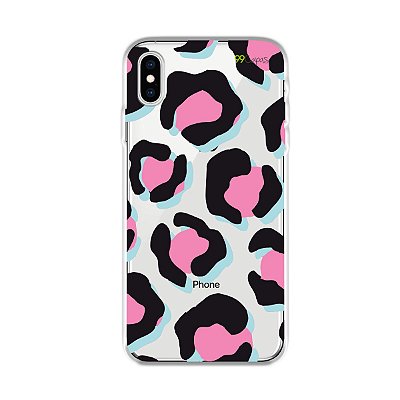 Capa para iPhone XS Max - Animal Print Black & Pink