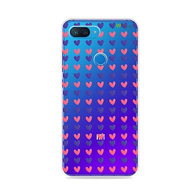 Capa para Xiaomi Mi 8 Lite - Corações Roxo e Rosa