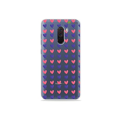 Capa para Xiaomi Pocophone F1 - Corações Roxo e Rosa
