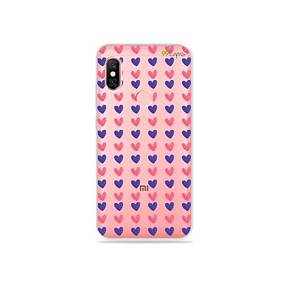 Capa para Xiaomi Redmi Note 6 Pro - Corações Roxo e Rosa