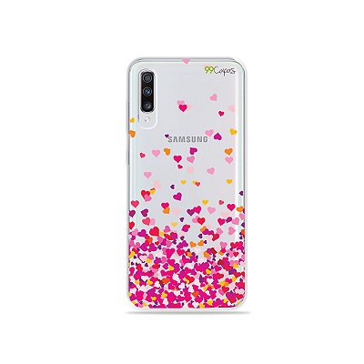 Capa para Galaxy A70 - Corações Rosa