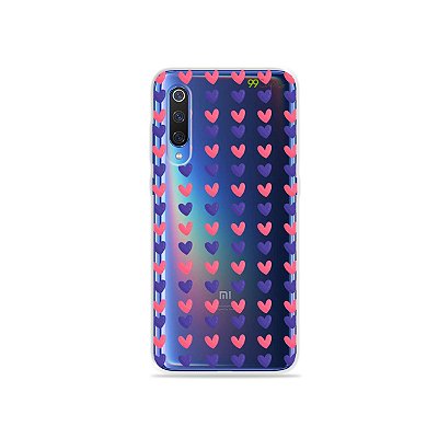 Capa para Xiaomi Mi 9 - Corações Roxo e Rosa