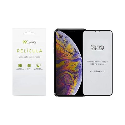 Película de Vidro 3D (borda preta) para iPhone XS Max - 99Capas