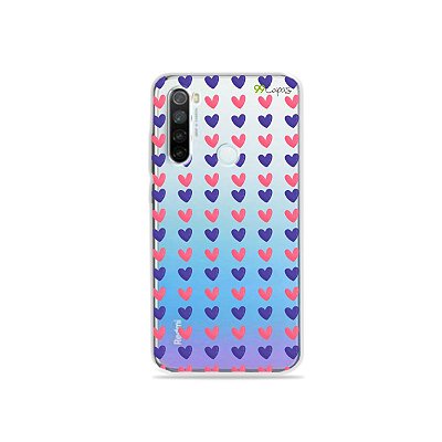 Capa para Xiaomi Redmi Note 8 - Corações Roxo e Rosa