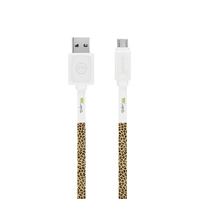 Cabo Micro USB Branco Personalizado - Animal Print