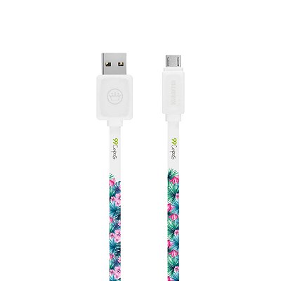 Cabo Micro USB Branco Personalizado - Tropical