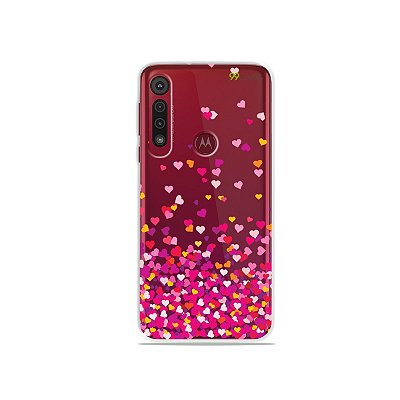 Capa para Moto G8 Plus - Corações Rosa