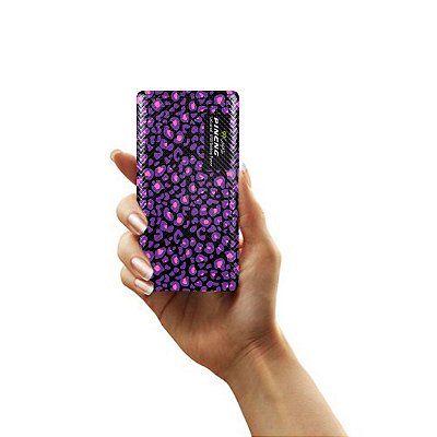 Mini Carregador de Bolso Portátil Powerbank Pineng 5000mah -  Animal Print Purple