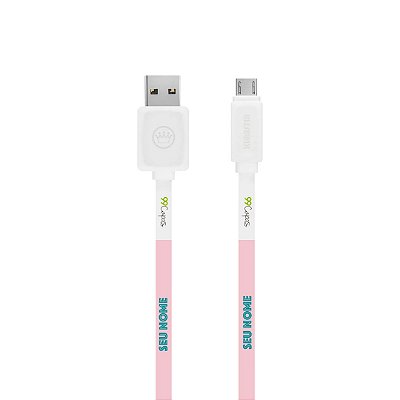 Cabo Micro USB Branco com nome - Color Shell