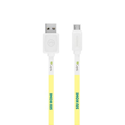 Cabo Micro USB Branco com nome - Color Spring