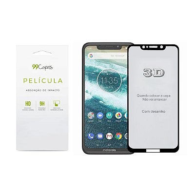 Película de Vidro 3D (borda preta) para Moto One - 99Capas