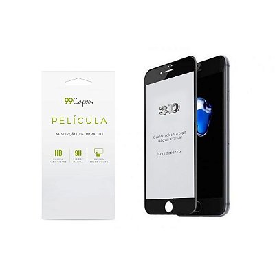 Película de Vidro 3D (borda preta) para iPhone 7 Plus - 99Capas