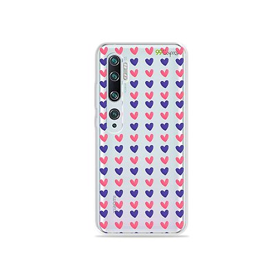 Capa para Xiaomi Mi Note 10 - Corações Roxo & Rosa