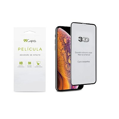 Película de Vidro 3D (borda preta) para iPhone XR - 99Capas