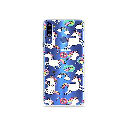 Capa para Galaxy A20s - Unicórnios Felizes