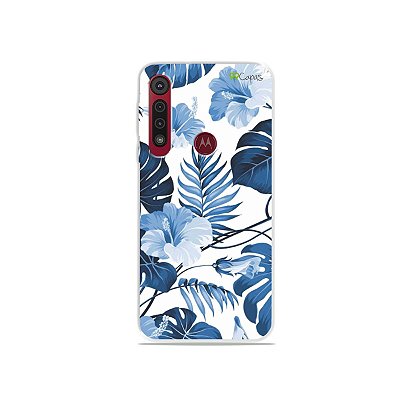 Capa para Moto G8 Play - Flowers in Blue