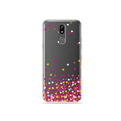 Capinha (transparente) para LG K12 Plus - Corações Rosa