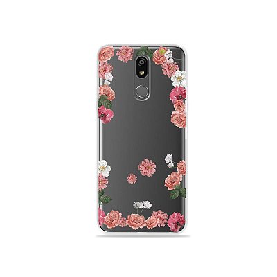 Capinha (transparente) para LG K12 Plus - Pink Roses