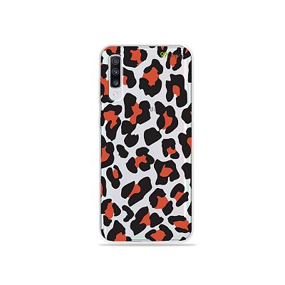 Capinha (transparente) para Galaxy A70s - Animal Print Red