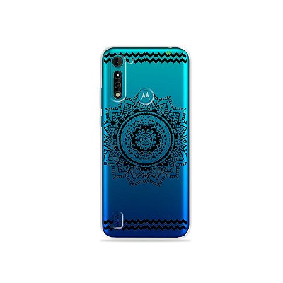 Capa (transparente) para Moto G8 Power Lite - Mandala Preta