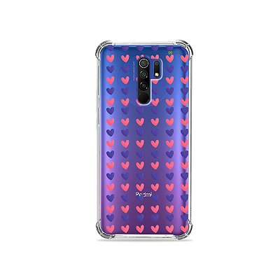 Capinha Corações Roxo e Rosa para Redmi 9