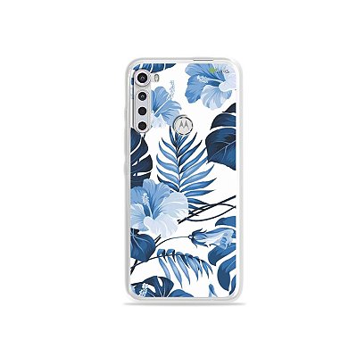 Capinha para Moto One Fusion Plus - Flowers in Blue