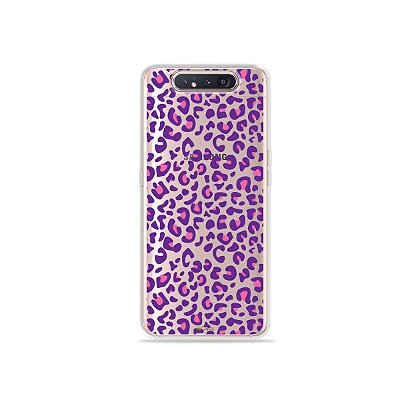 Capinha (Transparente) Animal Print Purple para Galaxy A80
