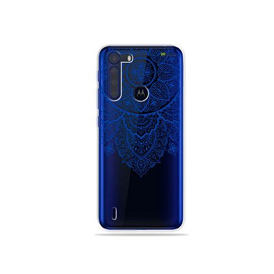 Capinha (Transparente) Mandala Azul para Moto One Fusion
