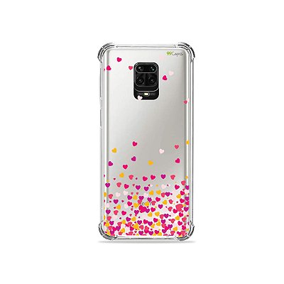 Capinha (Transparente) para Redmi Note 9 Pro - Corações Rosa