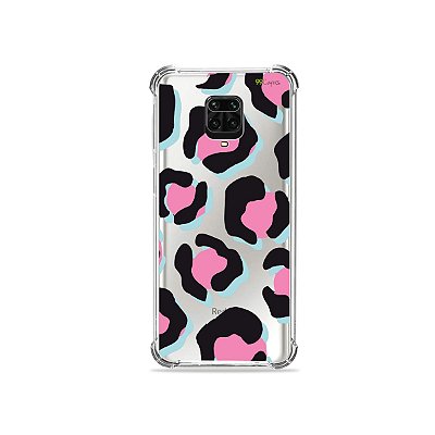 Capinha (Transparente) para Redmi Note 9S - Animal Print Black & Pink