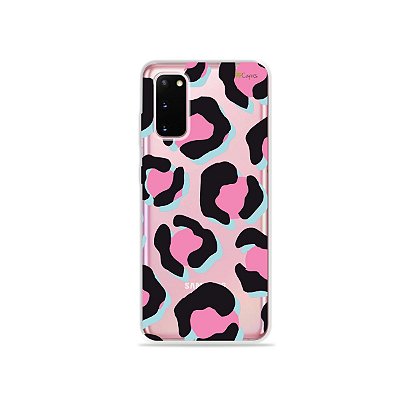 Capinha (Transparente) para Galaxy S20 - Animal Print Black & Pink