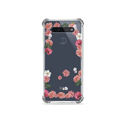 Capinha (Transparente) para LG K51s - Pink Roses