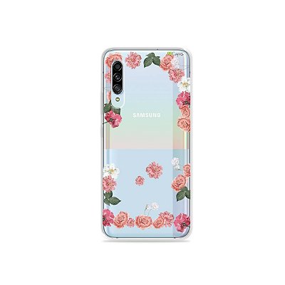 Capinha (Transparente) para Galaxy A90 - Pink Roses