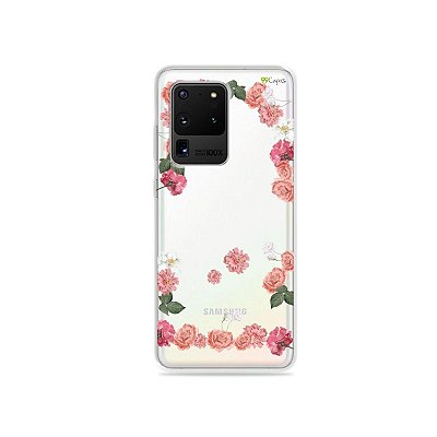 Capa (Transparente) para Galaxy S20 Ultra - Pink Roses