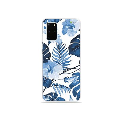 Capa (Transparente) para Galaxy S20 Plus - Flowers in Blue