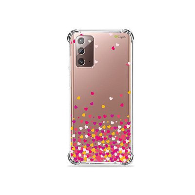 Capa (Transparente) para Galaxy Note 20 - Corações Rosa