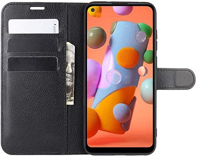 Capa Carteira Preta para Galaxy A11