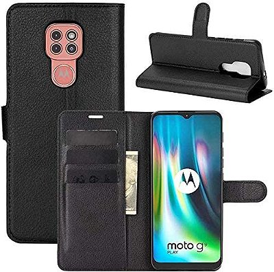 Capa Carteira Preta para Moto G9 Play