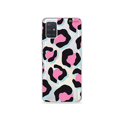Capinha (transparente) para Galaxy A51 - Animal Print Black & Pink