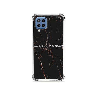 Capa Marble Black com nome personalizado para Galaxy A